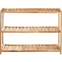 Orsina Parker Walnut Wood Bathe Three Tier Shoe Rack in Natural