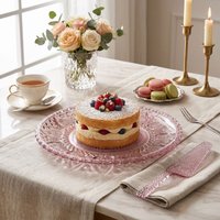 Orsina Stylish Pink Glass Cake Ploate & Slice, Durable Cake Slice & Plate, Robust Cake Slice & Plate