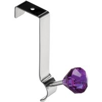 Orsina Over Door Single Hook With Purple Diamante, Metal Hook With Sparkling Detail, Ideal For Hanging Coats