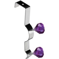 Orsina Over Door Double Hook With Teal Diamantes, Metal Hook For Coats, Towels Or Accessories, Easy Over-The-Door in Purple