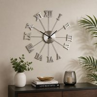 Orsina Roman Numerals Metal Wall Clock in Silver