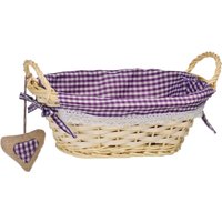 Gingham Lining Oval Willow Basket