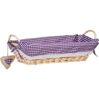 Large Rectangular Basket Gingham Lining Handwoven Storage Bread Snacks Or Accessories