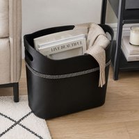 Orsina Diamante Black Faux Leather Rounded Storage Box