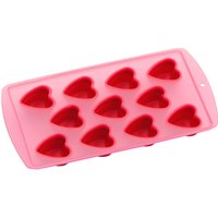 Orsina 11 Hearts Shaped Ice Cube Tray, Unique Ice Cube Tray, Thermoplastic Rubber Ice Freezing Tray in Red