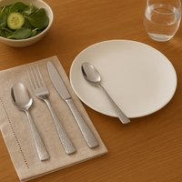 Orsina 24 Piece Stainless Steel Cutlery Set, Hammered Handle Fork Knife Set For Dining, Elegant Table Cutlery Set in Silver