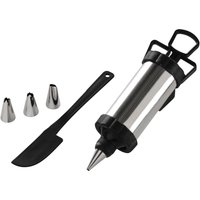 Orsina 4 Nozzles & Spreader Icing Set, Stainless Steel Applicator with Black Plastic Pump Handle