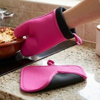 Orsina Premium Hot Pink Oven Glove & Pot Holder Set, Flexible Oven Gloves For Oven, Heat Resistant Pot Holder Set
