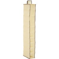 Orsina 10-Section Hanging Shoe Organiser In Cream With Brown Trim, Space-Saving Fabric Shoe Rack For Closets
