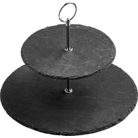 Orsina Slate 2 Tier Round Cake Stand in Grey