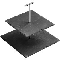Orsina Slate 2 Tier Square Cake Stand in Grey