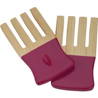 Bright Bamboo Salad Forks Picnic Utensils Travel Friendly Salad Prongs Compact Bamboo Servers Raspberry