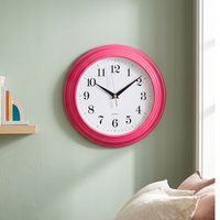 Orsina Hot Pink Wall Clock, Elegant Distressed Design With Bold Black Numerals & Classic Face, Reliable Quartz