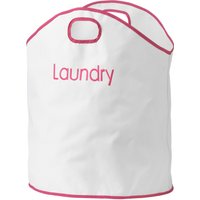 Orsina Laundry Bag With Purple Trim, Durable Fabric Hamper With Drawstring Closure & Handles, Lightweight And in Pink