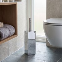 Orsina Sleek Square Toilet Brush, Stainless Steel Bathroom Cleaner, Modern Toilet Scrubber, Elegant Bathroom Essential in Silver