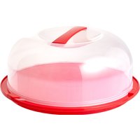 Orsina Round Cake Carrier With Handle & Lid, Red Cake Carrier For Kitchen, Durable Lockable Cake Storage Carrier