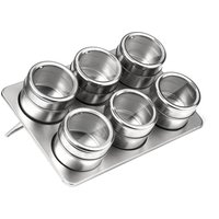 Orsina Durable Spice Jars Tray With Oblong Tray, Magnetic Spice Jars Tray For Kitchen, Durable Tray With Clear Lid in Silver
