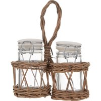 Orsina Charming Salt & Pepper Set, Pastoral Design Saalt & Pepper Set, Willow Basket Holder Salt & Pepper Set in Clear