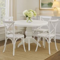 Orsina Contemporary White Wash 5Pc Dining Set, Space Saving Design Dining Set, Durable Small Dining Set For House