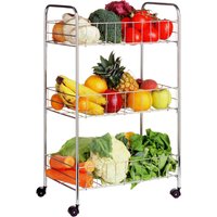 Franco 3 Tier Chrome Kitchen Storage Cart