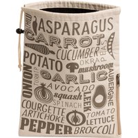 Orsina Vegetable Bag In Grey & Natural, Breathable Cotton Storage Sack With Drawstring Closure, Stylish And