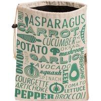 Orsina Vegetable Bag In Grey & Natural, Breathable Cotton Storage Sack With Drawstring Closure, Stylish And in Green