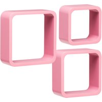 Orsina Set Of Three Pink Mdf Wall Cubes