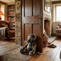 Orsina Large Green Check Bear Door Stop, Decorative Bear Doorstop For Garden Doors, Heavy Secure Door Stop Holder
