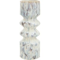 Orsina Large Vase, Beige Stoneware Vase, Free Standing Vase for Contemporary Homes, Marbling Effect Stoneware Vase in White