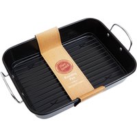 Orsina Small Rectangular Roasting Pan with Wire Rack, Non Stick Roast Baking Pan, Durable Metal Roasting Pan in Black