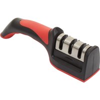 Orsina Red & Black Manual Knife Sharpener, 3-Slot Knife Sharpening Tool, 3-Stage Handheld Tool With Ergonomic Handle