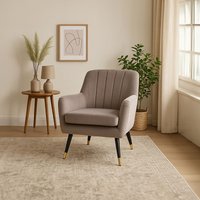 Orsina Loretta Velvet Scalloped Armchair in Brown