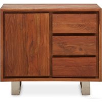 Orsina Acacia One‑Door Sideboard, Natural Solid Acacia Wood Cabinet with Single Door & Three Drawers in Brown