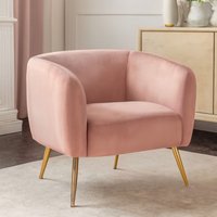 Orsina Pink Velvet Arm Chair, Tufted Velvet Upholstered Accent Chair, Comfortable Armchair for Home, Office