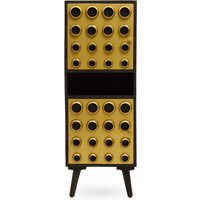 Orsina Storage Cabinets, Black Mango Wood with Warm Metallic Finish, Two Door Storage & Modern Shelving Space in Gold