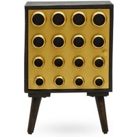 Orsina Storage Cabinets, Black Mango Wood with Warm Metallic Finish, One Door Storage & Modern Shelving Space in Gold