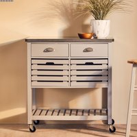 Orsina Compact Grey Kitchen Trolley, Sturdy Kitchen Trolley For Entertaining Guests, Versatile Kitchen Trolley in White