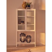 Orsina Industrial Two Door White Metal Cabinet, Stylish Storage Cabinet For Bedroom, Contemporary Sideboard Cabinet