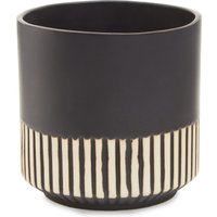Orsina Large Ceramic Planter, Modern Black & Gold Planter for Indoor Plants, Drum-shaped Ceramic Planter for Home