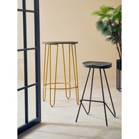 Orsina Lightweight Metal Frame Bar Stool, Sleek Kitchen Stool Footrest, Contemporary Stool for Bar Counter in Walnut