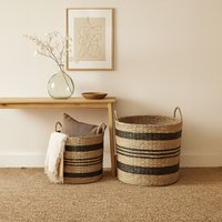 Orsina Set of 2 Seagrass Baskets with Black Stripes, Striped Storage Baskets, Distinctive Decorative Baskets in Natural