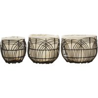 Orsina Sturdy Set Of 3 Rattan Baskets, Wicker Storage Baskets, Laundry, or Washing Bins, Ideal Decorative Hampers in White