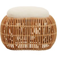 Orsina Rattan Bean Bench, Rattan Bean Stool for Home, Outdoor, Lounge, Living Room, Unique Curved Rattan Stool in Brown