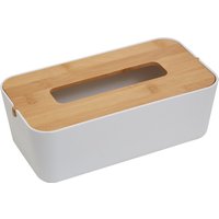 Orsina Grey Bamboo Fibre Tissue Box, Rectangular Tissue Holder With Lift-off Lid & Cutout Opening, Tissue Paper Box in White