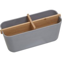 Orsina Grey Detachable Organizer With 4 Compartments, Bamboo Fibre Storage Organizer, Sub-Grid Drawer Organizer