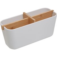 Orsina Grey Detachable Organizer With 4 Compartments, Bamboo Fibre Storage Organizer, Sub-Grid Drawer Organizer in White