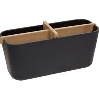 Orsina Grey Detachable Organizer With 4 Compartments, Bamboo Fibre Storage Organizer, Sub-Grid Drawer Organizer in Black