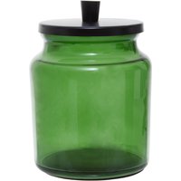 Orsina Elegant Green Glass Bathroom Jar With Decorative Lid, Stylish Storage Jar For Cotton Pads, Swabs Or Bath