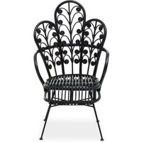 Orsina Black Natural Rattan Scalloped Back Chair