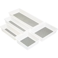 Orsina Versatile Set Of 5 Plastic Drawer Organizer, Durable Storage Tray Organizer, Adhesive Small Storage Drawers in White